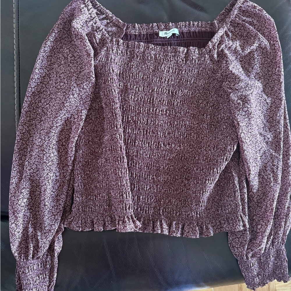 Madewell Cropped Smocked Blouse 🎀
